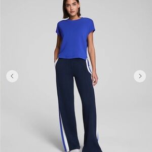 SPANX AirEssentials Colorblock Navy and Blue Wide-Leg Track Pants